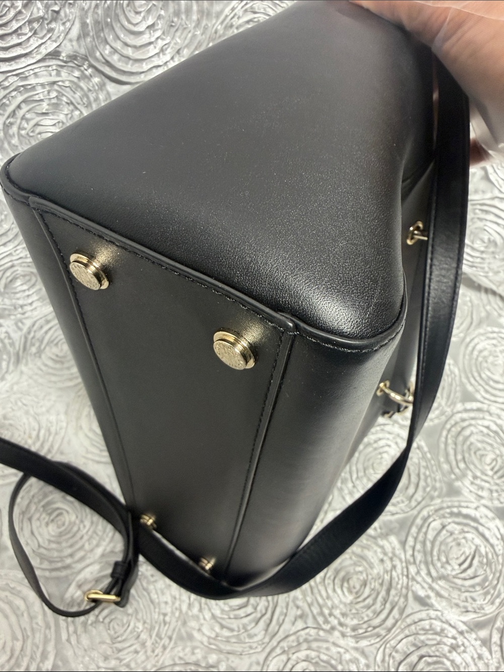 henri bendel Black Leather Shoulder Satchel with Gold Hardware - Picture 10 of 16